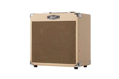Ampli guitare 15W, 1 x 8", 2 canaux, égaliseur 3 bandes, réverb, entrée CD/MP3 mini-Jack, sortie casque mini-Jack, white sand
