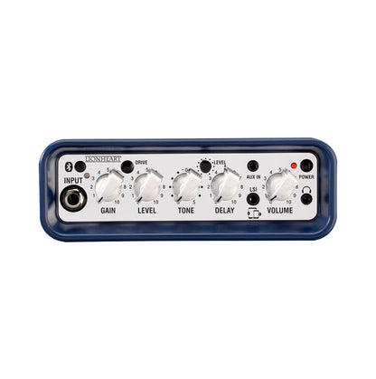 Ampli guitare stéréo 2x 3W, connexion Bluetooth, look Lionheart, 2x HP 3", 2 canaux, connectique LSI, bleu