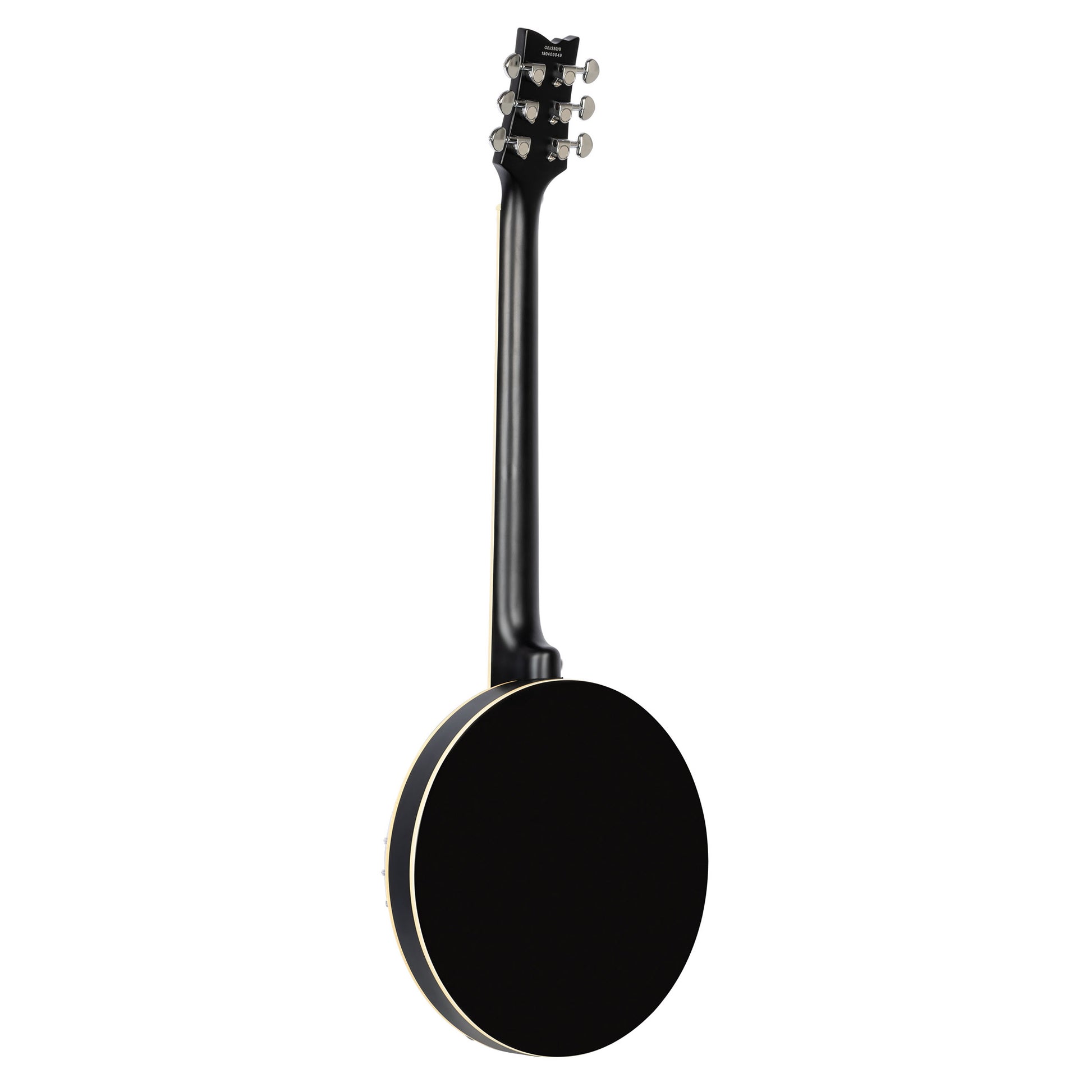 OBJ3506, banjo 6 cordes, 30 tirants, cercle aluminium, manche acajou, résonateur acajou, housse, noir satiné