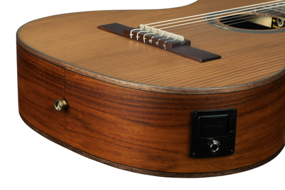 RCE23RO, pan coupé, EQ MagusPro, table épicéa massif torréfié, fond & éclisses pao ferro, manche érable torréfié, housse, marron