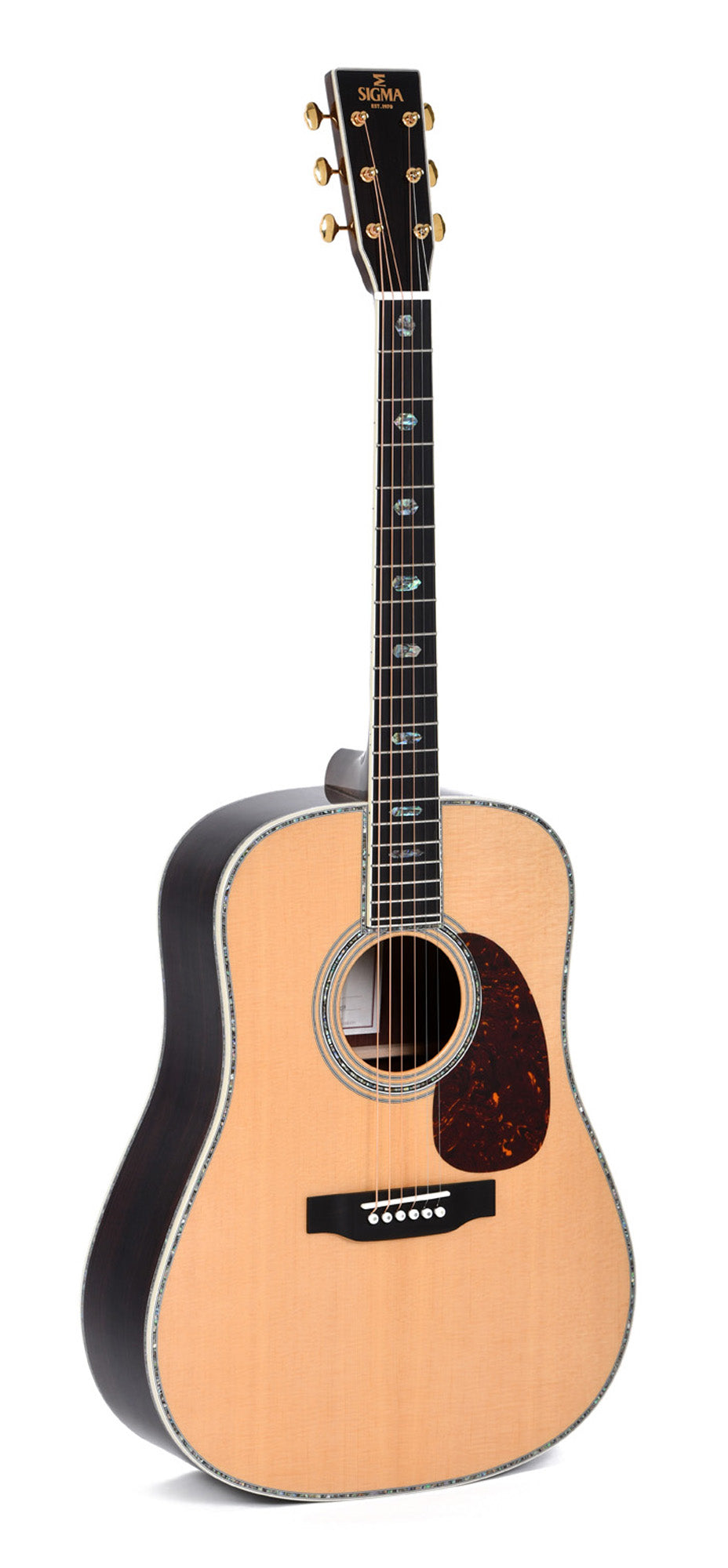 Modèle SDR-45, Dreadnought, table épicéa massif, f/e palissandre massif, touche ébène, étui, naturel brillant