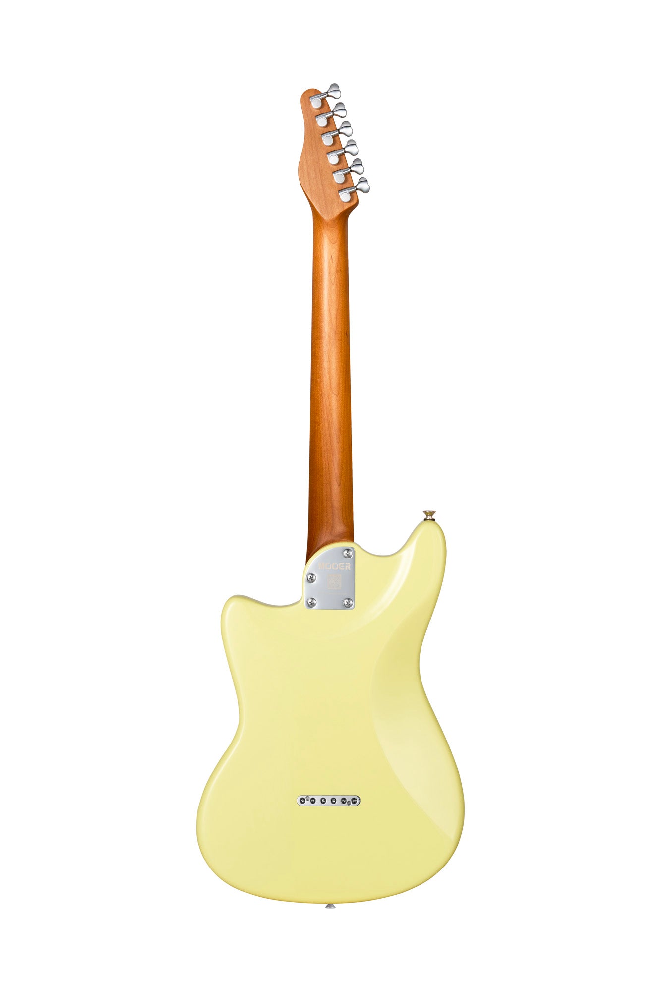 MOOER MLT10, short scale, corps peuplier, manche érable torréfié satiné, touche palissandre, diapason 610 mm, jaune, avec housse