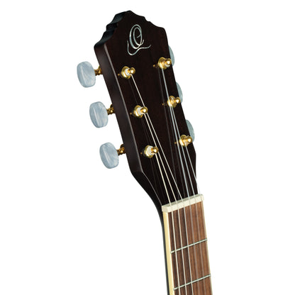 RRA-OCT, forme Parlor, table épicéa, fond & éclisses acajou, sillet 52 mm, housse assortie, bleu brillant