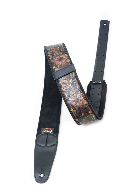 Courroie modèle CRUNCH, extérieur synthétique, largeur 6 cm, longueur 100 à 145 cm, porte-médiators intégré, noir