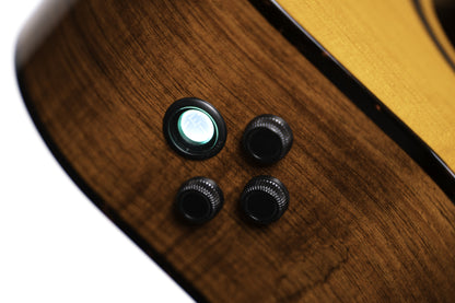 LUXE II, Frank Gambale Signature, forme Concert, table épicéa massif, f/e blackwood flammé, EQ Fishman, naturel brillant