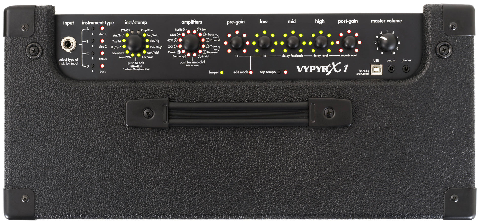 Ampli à modélisation 30W, HP 1x 8", 36 modèles d'amplis, 20 effets, EQ 3 bandes, accordeur intégré, finition noir