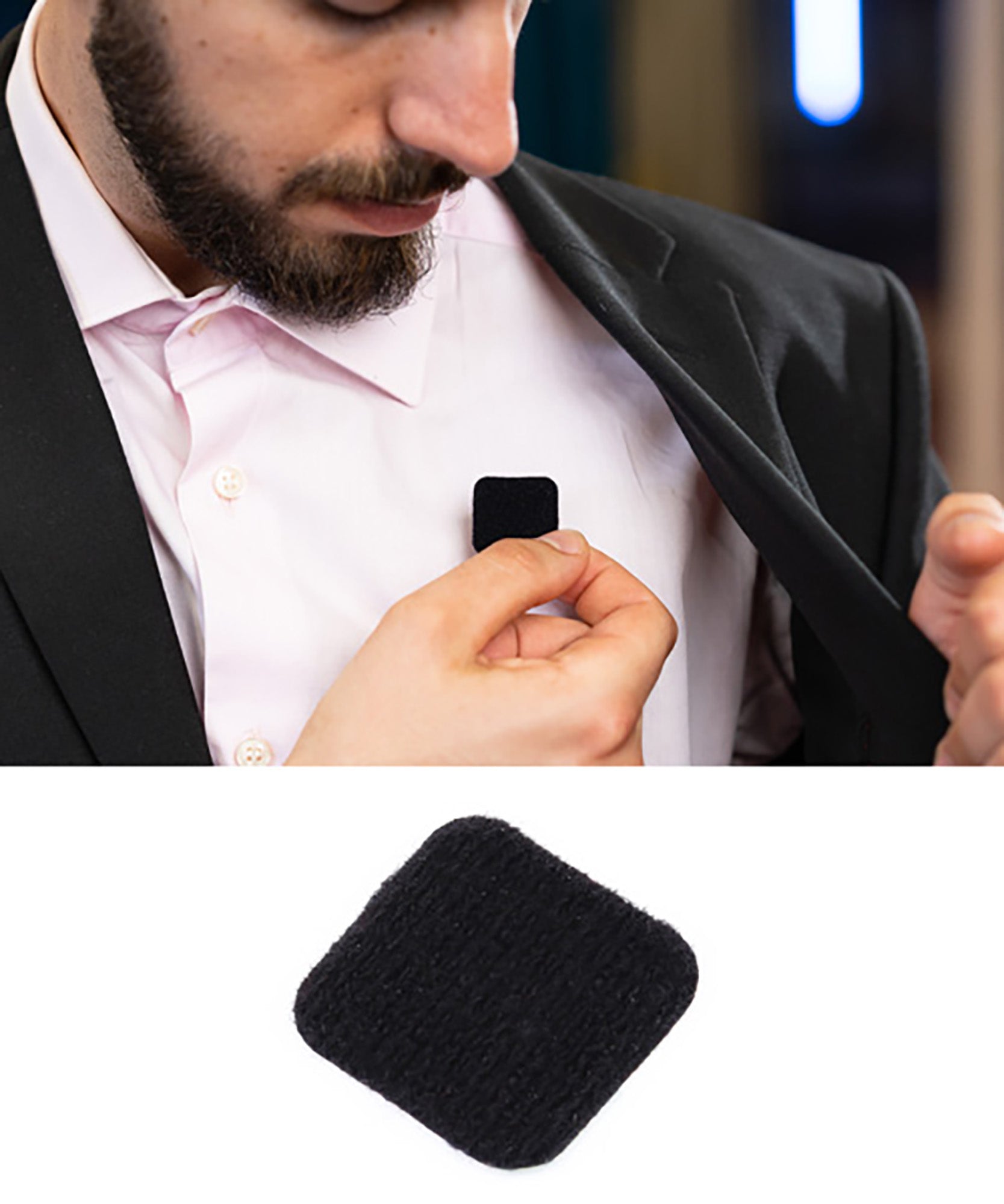 Boite d'attaches de rechange type scratch pour système XVIVE U6, 40 patchs carrés et 10 petites attaches autocollantes, noir