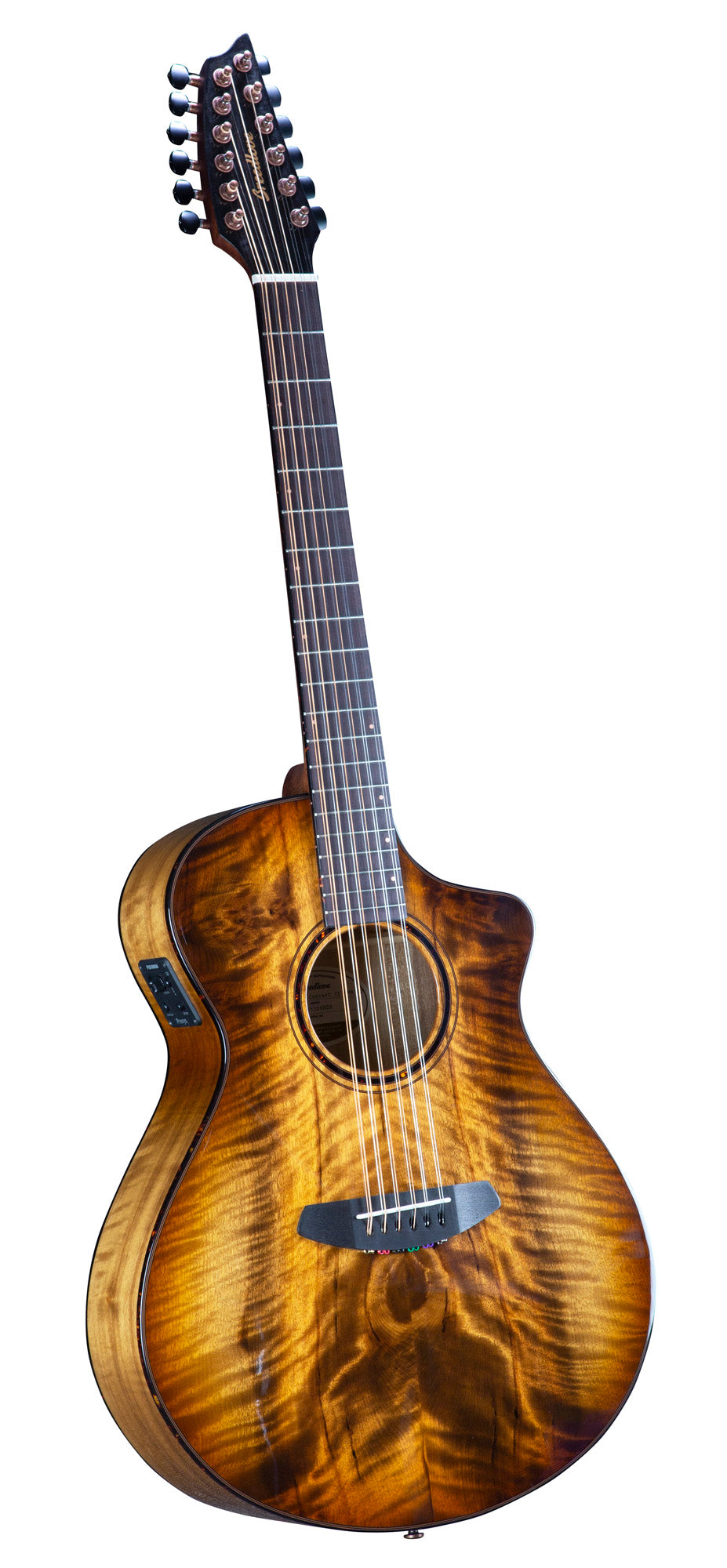 PURSUIT EXOTIC S CONCERT AMBER 12 CORDES CE, table myrtlewood massif, f/e myrtlewood, EQ Fishman Presys I, amber
