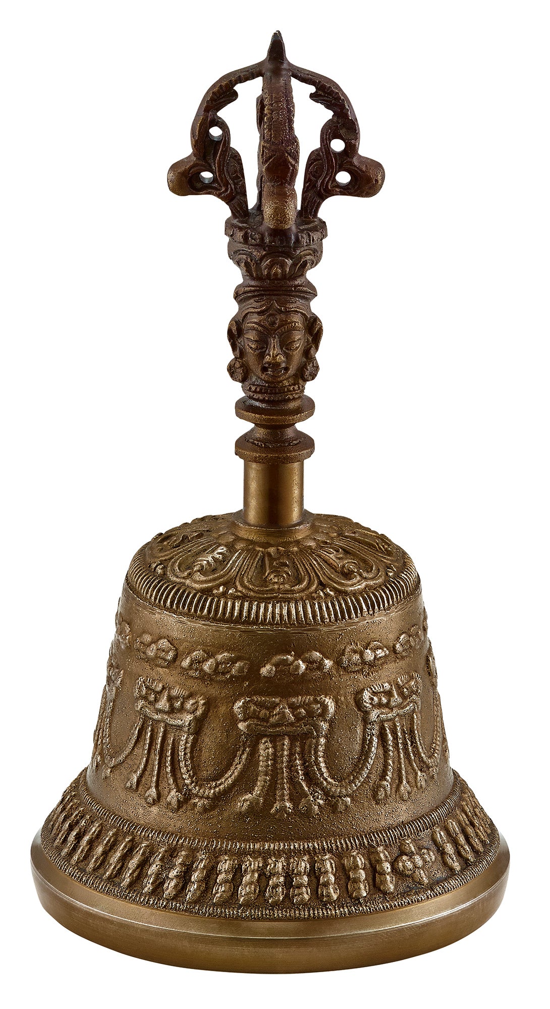 Cloche, Medium, 9cm, 355g, alliage moulé, fabrication artisanale en Inde