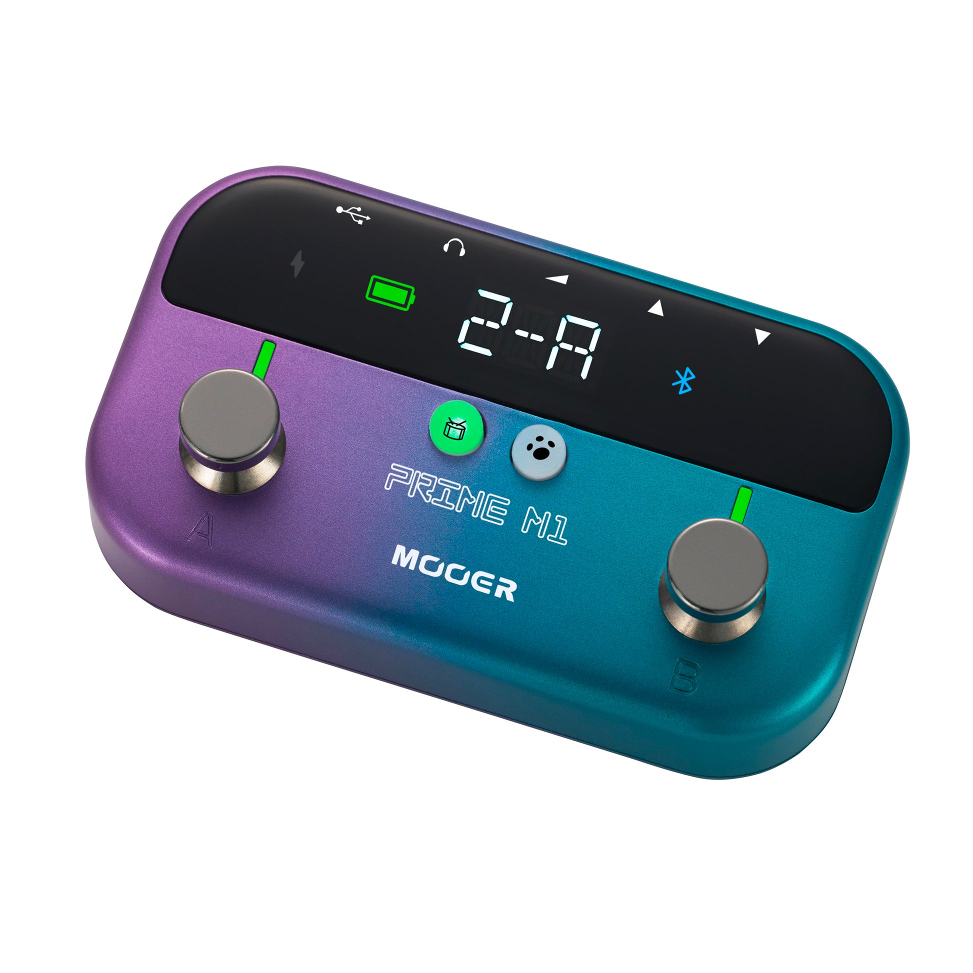 Multi-effets Prime M1, 128 effets, 21 simulations d'ampli, accordeur, boîtes à rythmes, looper, bluetooth, bleu violet pailleté