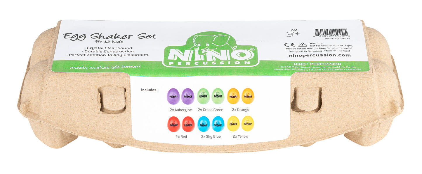 12 oeufs shaker NINO couleurs + boîte de rangement/présentation