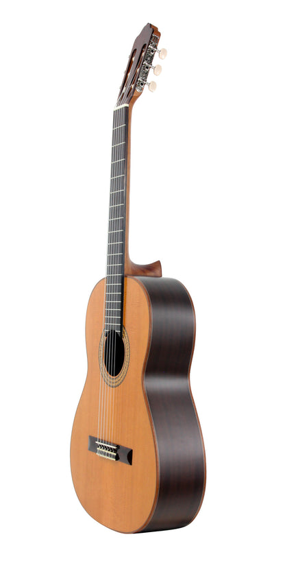 MOD.3, table cèdre massif, fond & éclisses acajou, touche palissandre, satiné, table brillante