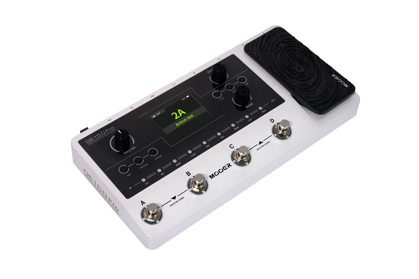 Pédalier multi-effets GE150 PRO, 55 simulations d'amplis haute-qualité, 26 simulations de haut-parleurs (IR), blanc