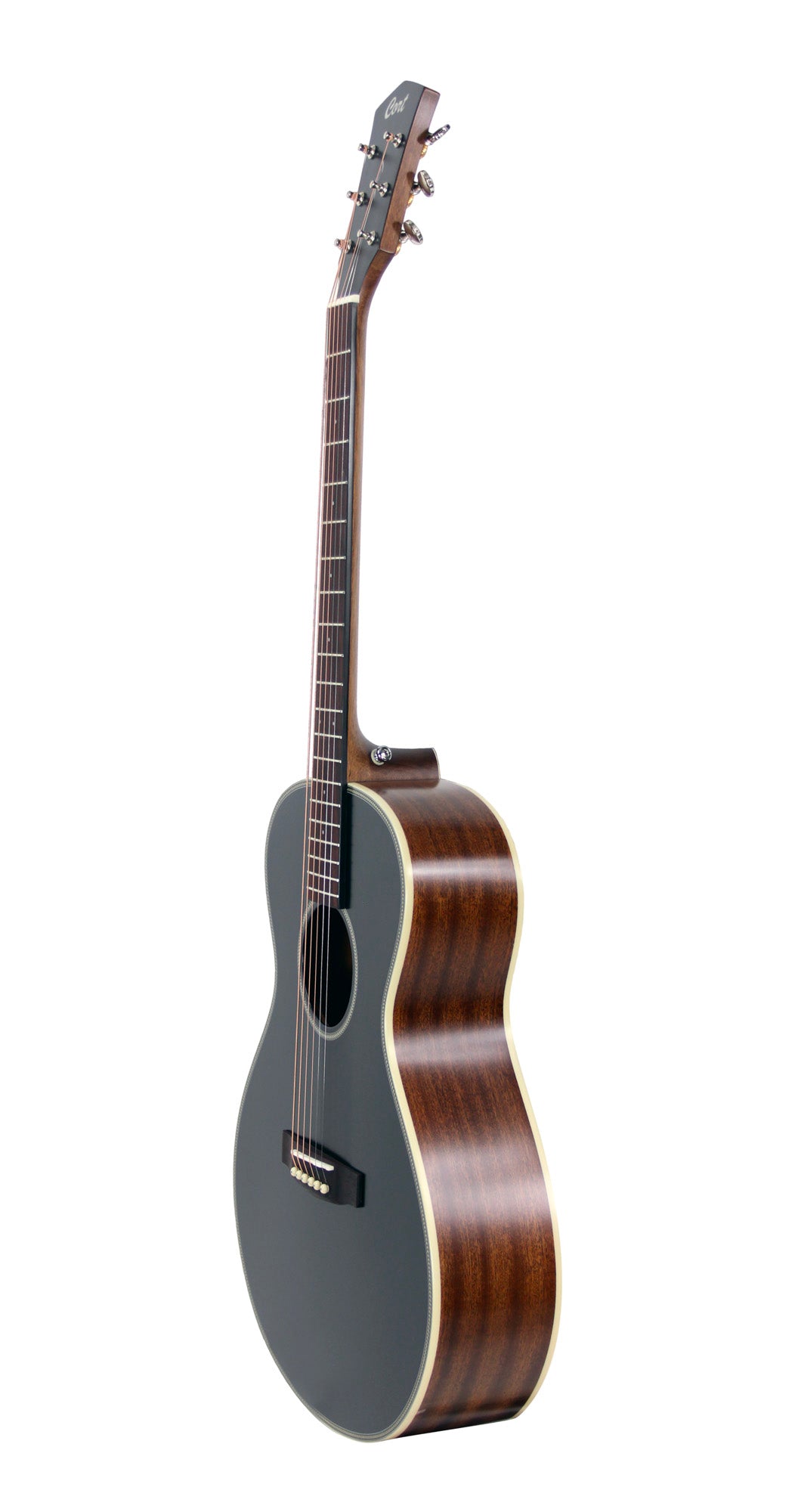 Essence MC4, table épicéa Sitka massif torréfié, f/e acajou, touche & chevalet palissandre, semi brillant, table noire