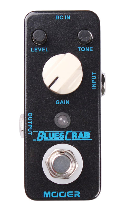 Pédale BLUES CRAB, overdrive blues classique, boîtier métal, true bypass, noir