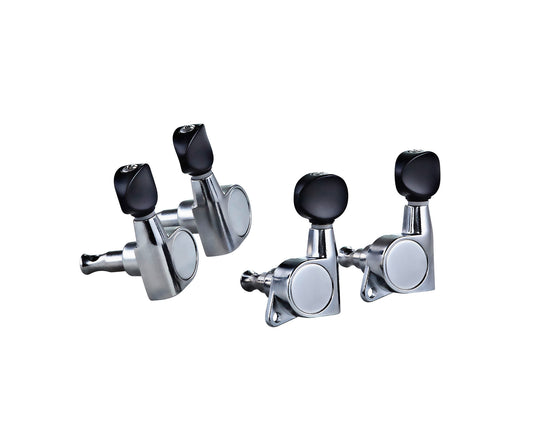 Jeu de mécaniques séparées 2+2 à bain d'huile pour ukulélé, entrée de gamme, ratio 14:1, chromé