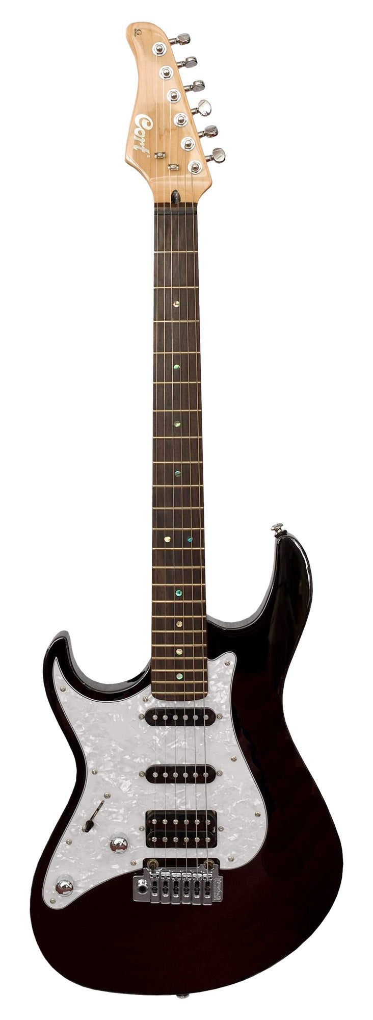 G250, corps tilleul, manche érable, touche jatoba, 1 micro double et 2 simples Bluebucker, trémolo, noir, gaucher