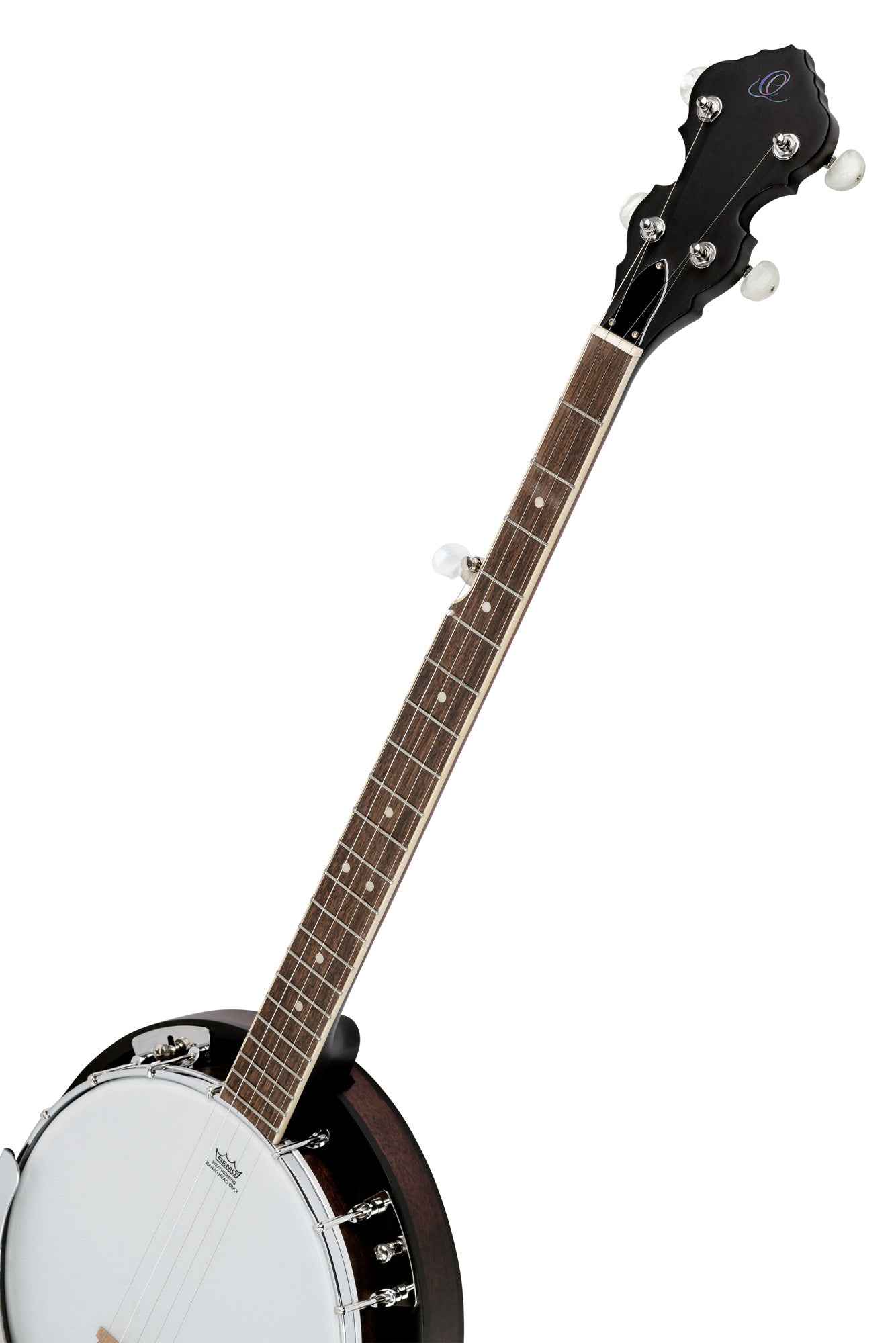 OBJ150, banjo 5 cordes, 18 tirants, fond & éclisses acajou, manche acajou, touche palissandre, whiskey burst satiné