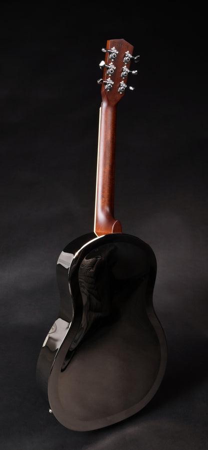 JR-999, corps en laiton, manche acajou, touche palissandre, micro simple, nickel brillant