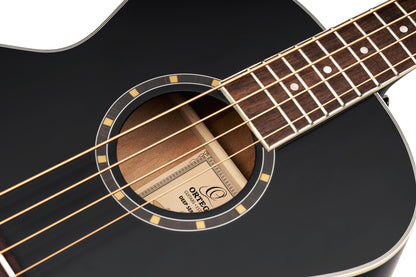 D7E-SBK-4, basse 4 cordes, EQ Ortega MagusPro/B, table épicéa, f/e acajou, manche acajou, noir satiné