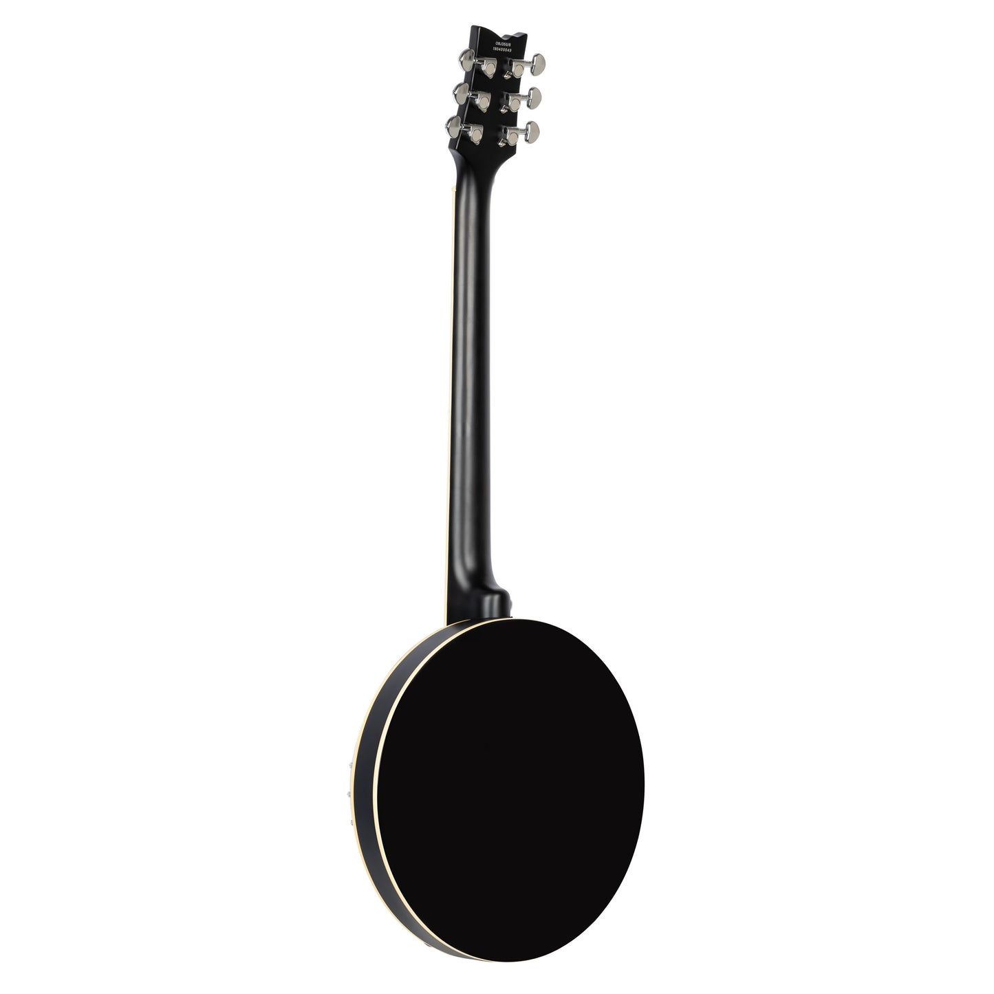 OBJ3506, banjo 6 cordes, 30 tirants, cercle aluminium, manche acajou, résonateur acajou, housse, noir satiné