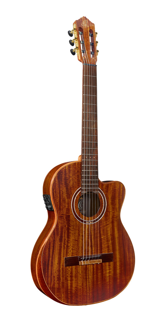 EXOTICSUITE C/E, Thinline, pan coupé, EQ MagusPro, table épicéa massif + placage acacia flammé, f/e acacia flammé, brillant