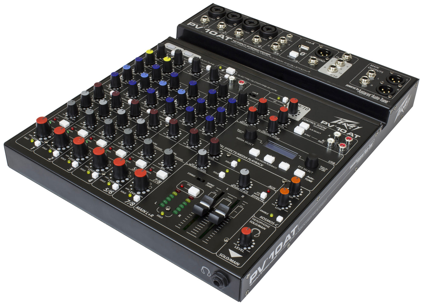 Table de mixage 10 canaux, 4 préamplis micro XLR/Jack, EQ 3 bandes, Bluetooth, effets numériques, entrée guitare Hi-Z, noir