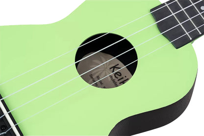 K2-TMO, pack ukulélé Soprano, table agathis, corps ABS galbé, manche okoumé, 12 frettes, accessoires, tomatillo satiné