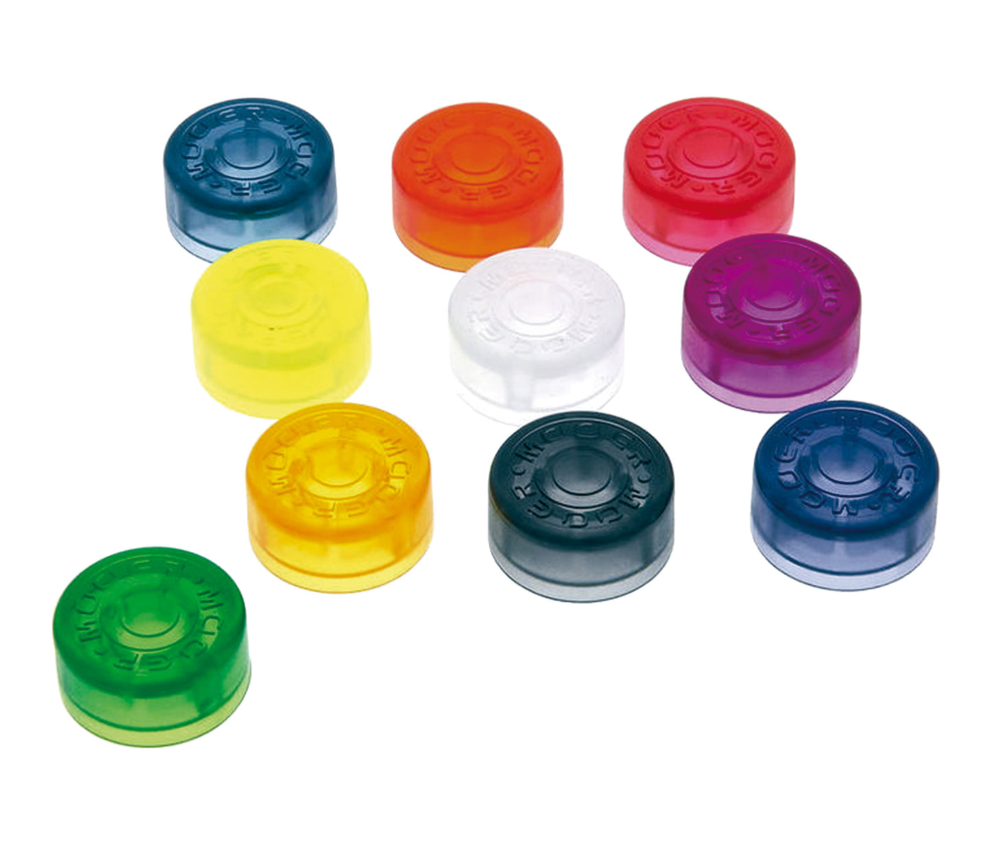 Set de 10 capuchons plastique pour footswitch, coloris assortis