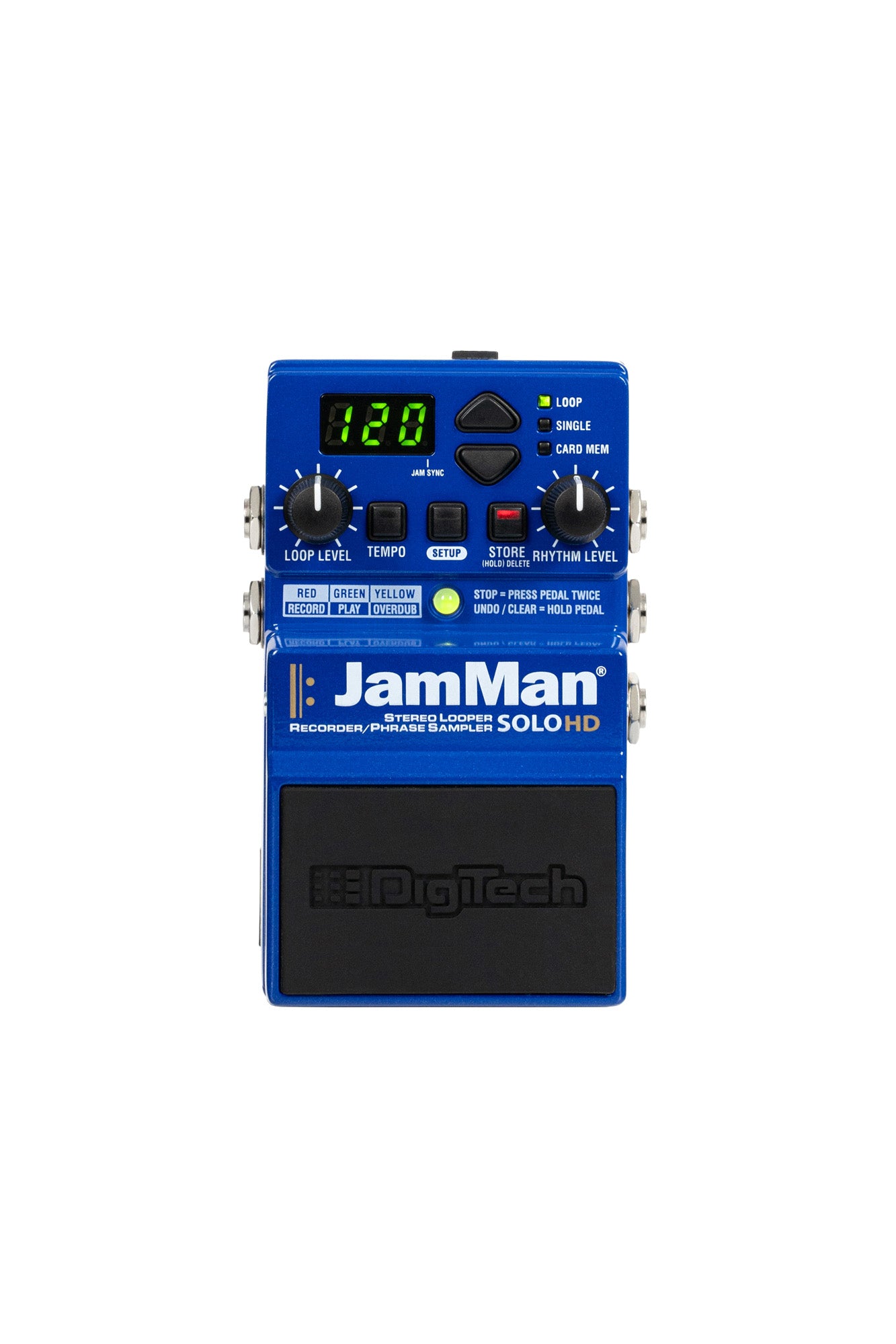 Pédale JamMan Solo HD, looper, enregistreur et sampler stéréo, avec alimentation, bleu.