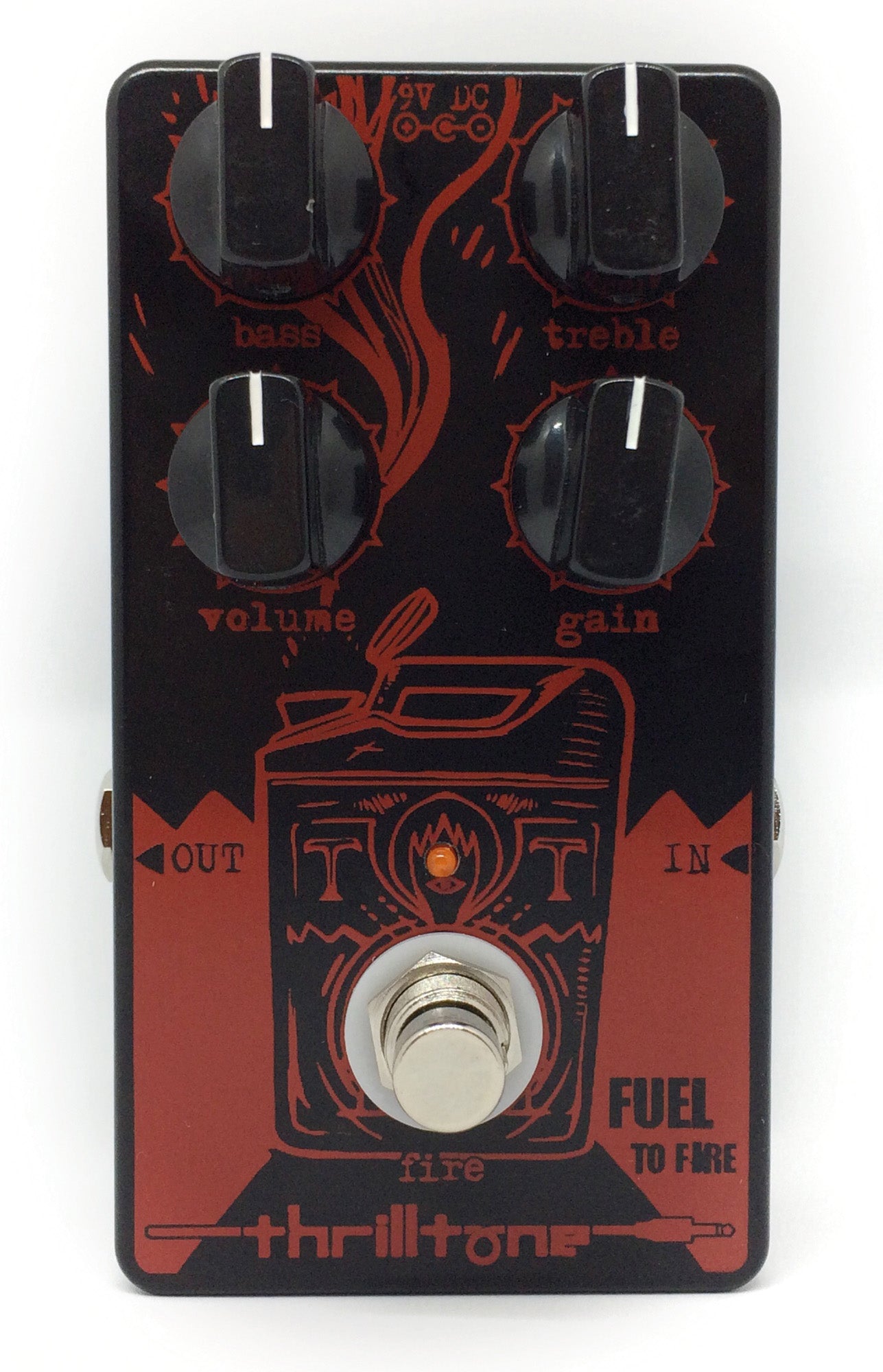 Pédale FUEL TO FIRE, distorsion hi-gain, technologie brevetée Cellular Clipping, rouge et noir