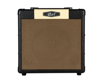 Ampli guitare 15W, 1 x 8", 2 canaux, égaliseur 3 bandes, réverb, entrée CD/MP3 mini-Jack, sortie casque mini-Jack, noir