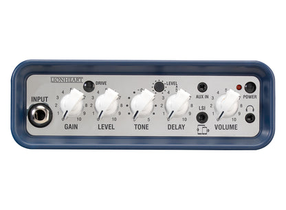 Ampli guitare MINI-STB-LI2 stéréo 2x 3W, look Lionheart, 2x HP 3", 2 canaux, connectique LSI, bleu