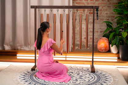 Set de 8 chimes Bain Sonore, stand, mailloches et sac de transport inclus, finition bronze