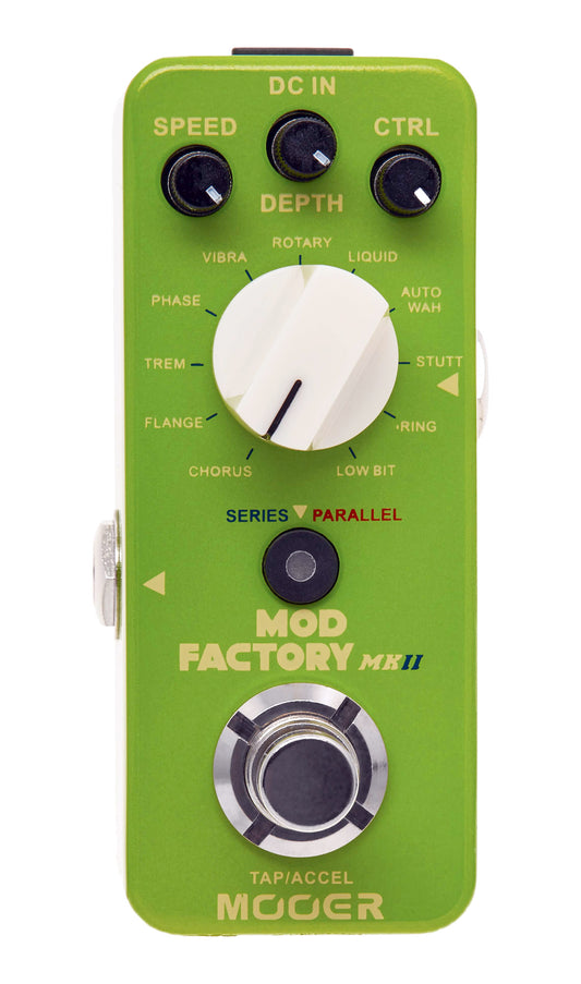 Pédale MOD FACTORY MKII, multi-modulations numérique comprenant 11 algorithmes différents, vert