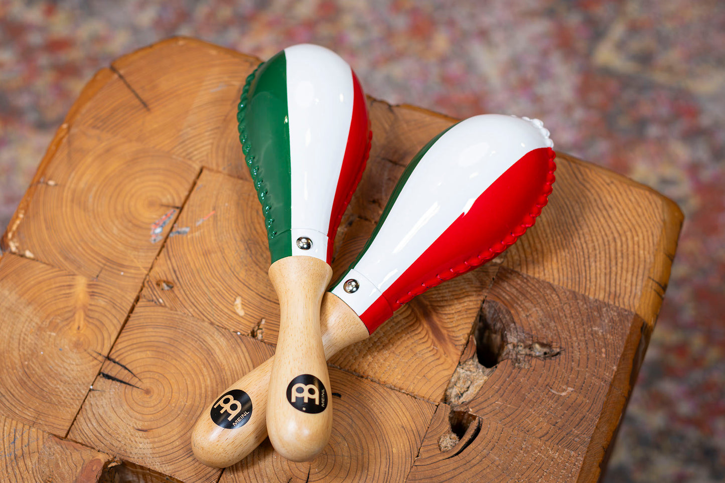 MARACAS MEINL PEAU ANIMALE MODELE STANDARD DRAPEAU MEXICAIN