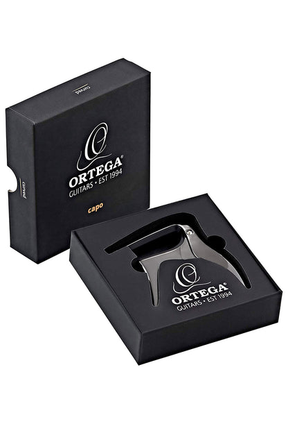 Capodastre pour guitare et basse touche bombée jusqu'à 52 mm de largeur, livré dans boite cadeau premium, noir chromé