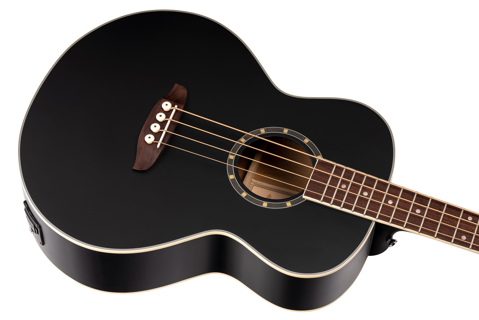 D7E-SBK-4, basse 4 cordes, EQ Ortega MagusPro/B, table épicéa, f/e acajou, manche acajou, noir satiné