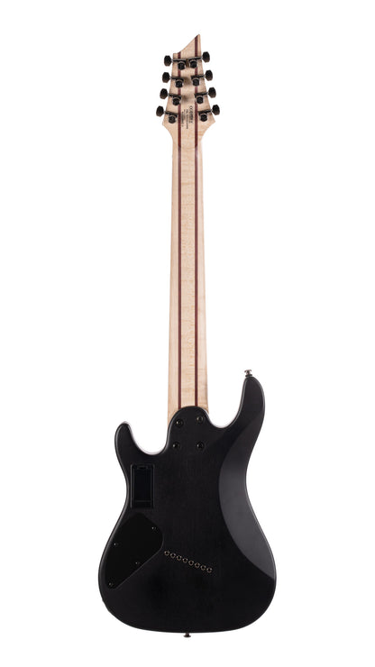 KX508MS2, 8 cordes, corps okoumé, table peuplier figuré, frettes en éventail, touche ébène, micros Fishman, mariana blue burst