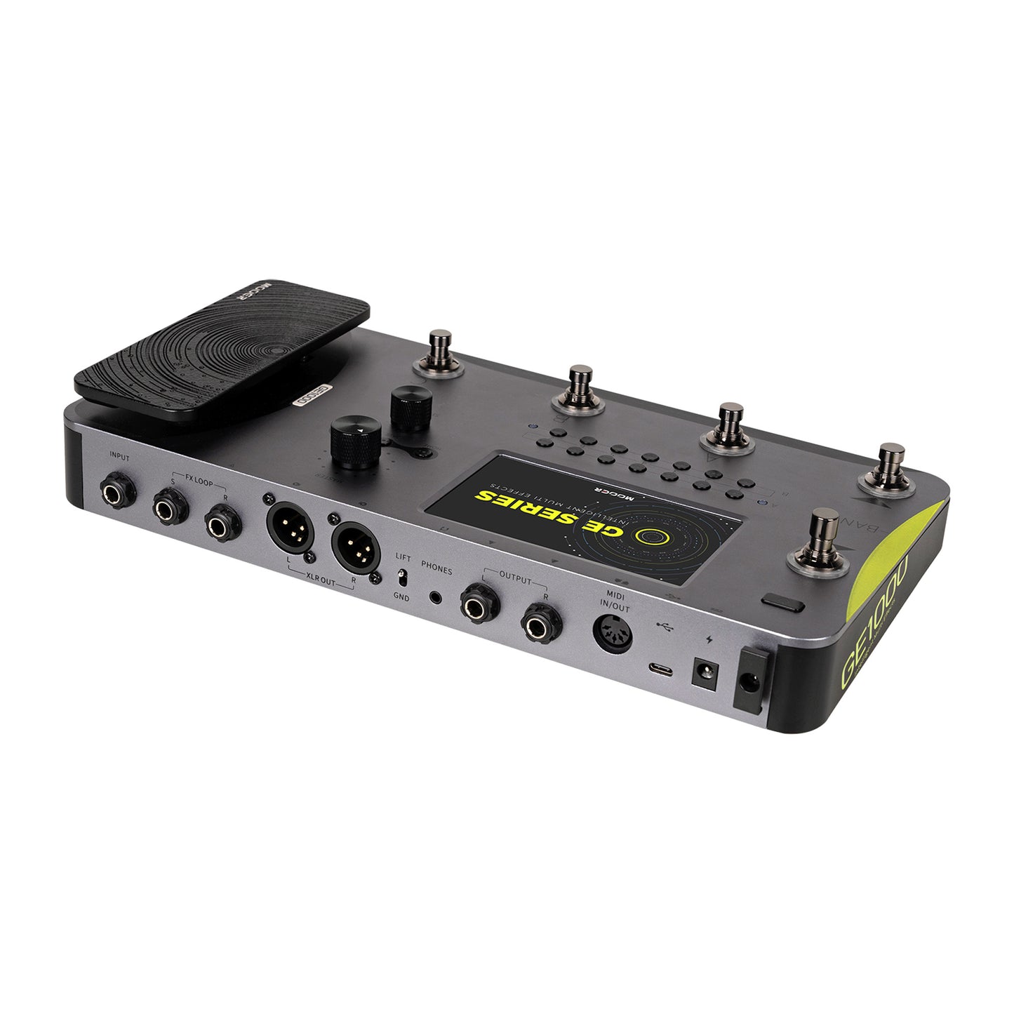 Pédalier multi-effets GE1000, fichiers MNRS provenant du cloud GE (IR, 2048pts d'échantillonnage), 255 presets utilisateur, noir