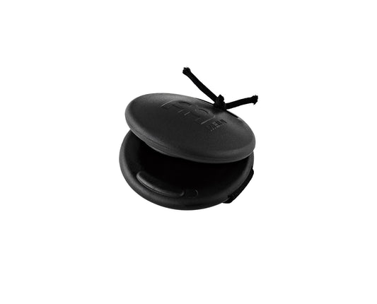 Castagnette synthétique pour cajon et toute autre percussion main, attache bague, son castagnette traditionnel, large, noir