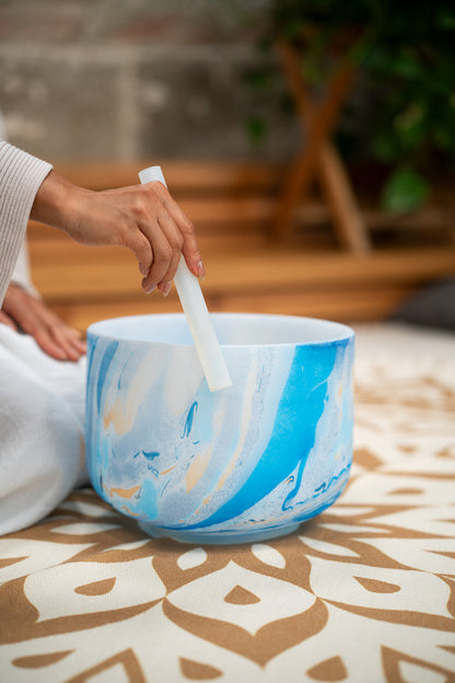 SINGING BOWL SONIC ENERGY CRISTAL 10" BLEU, NOTE A4 CHAKRA FRONTAL (3EME OEIL)