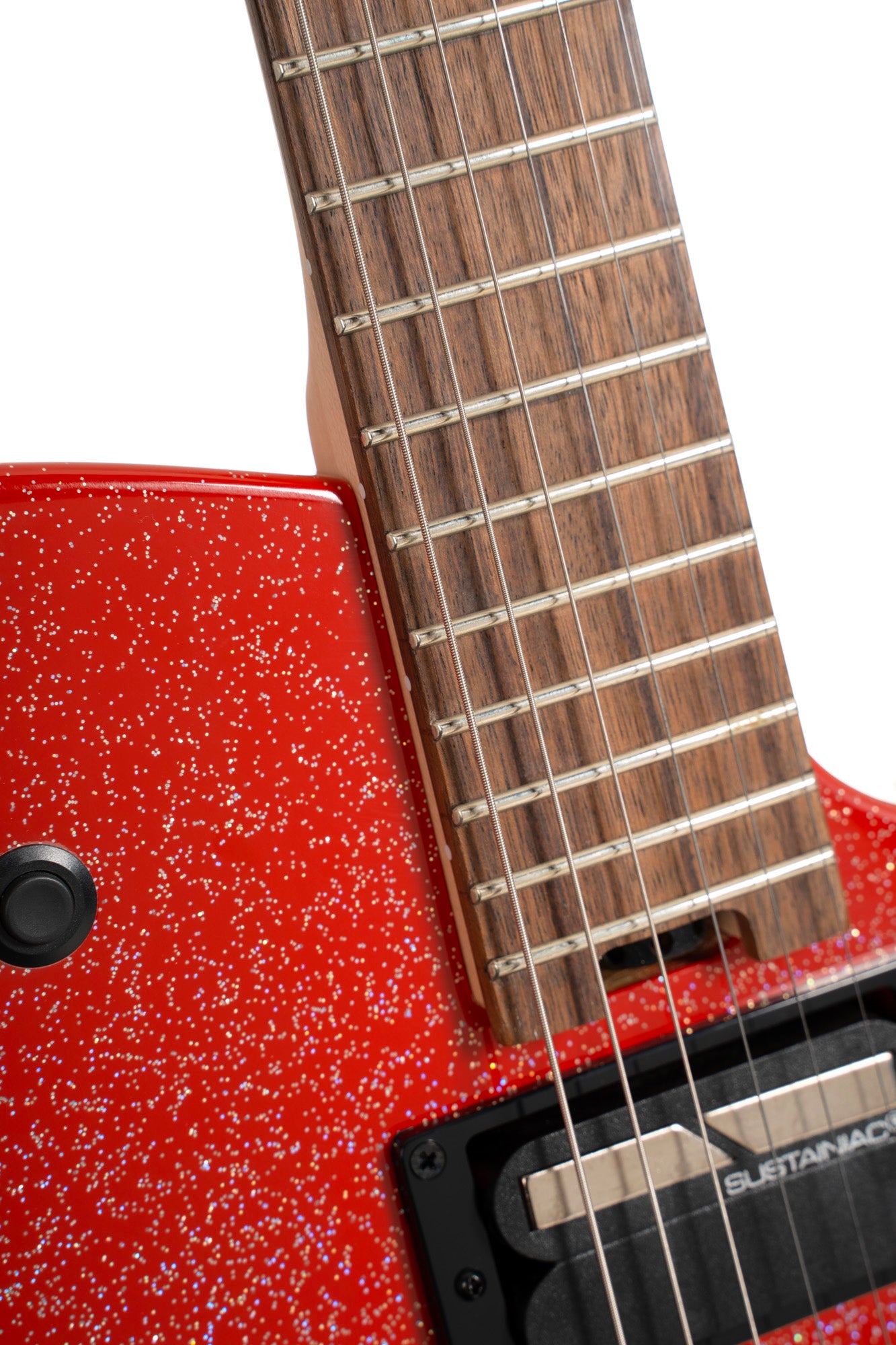 MBM-2H-SUS, signature Matt Bellamy, corps tilleul, manche érable, micros Manson & Sustainiac,"Kill" bouton, rouge pailleté