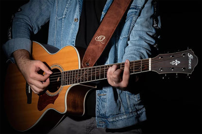 OSCL-5, courroie guitare, série Classic, face cuir, dos PVC (vegan), largeur 7 cm, longueur 145 cm, vintage caramel