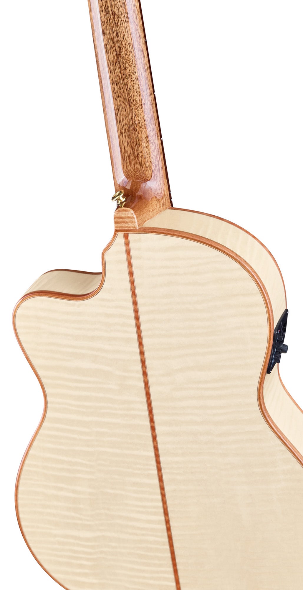 BRIDESUITE C/E, Thinline, pan coupé, EQ MagusPro, table épicéa massif + placage érable flammé, f/e érable flammé, nat. brillant