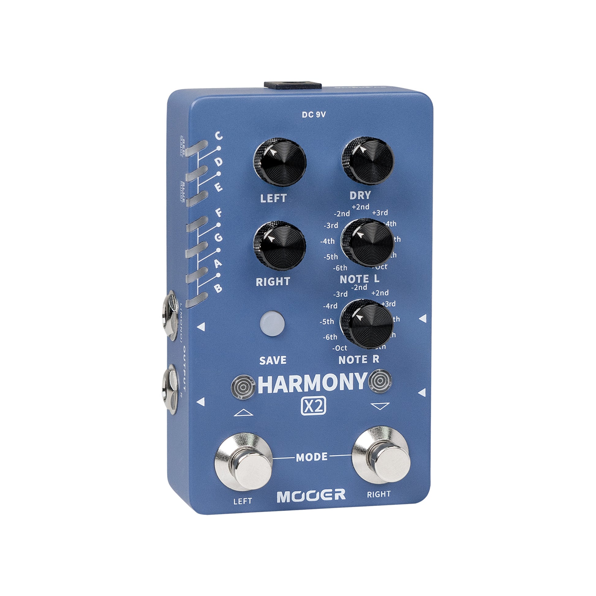 Pédale HARMONY X2, 12 hauteurs différentes, 11 modes harmoniques, boîtier métal, bleu