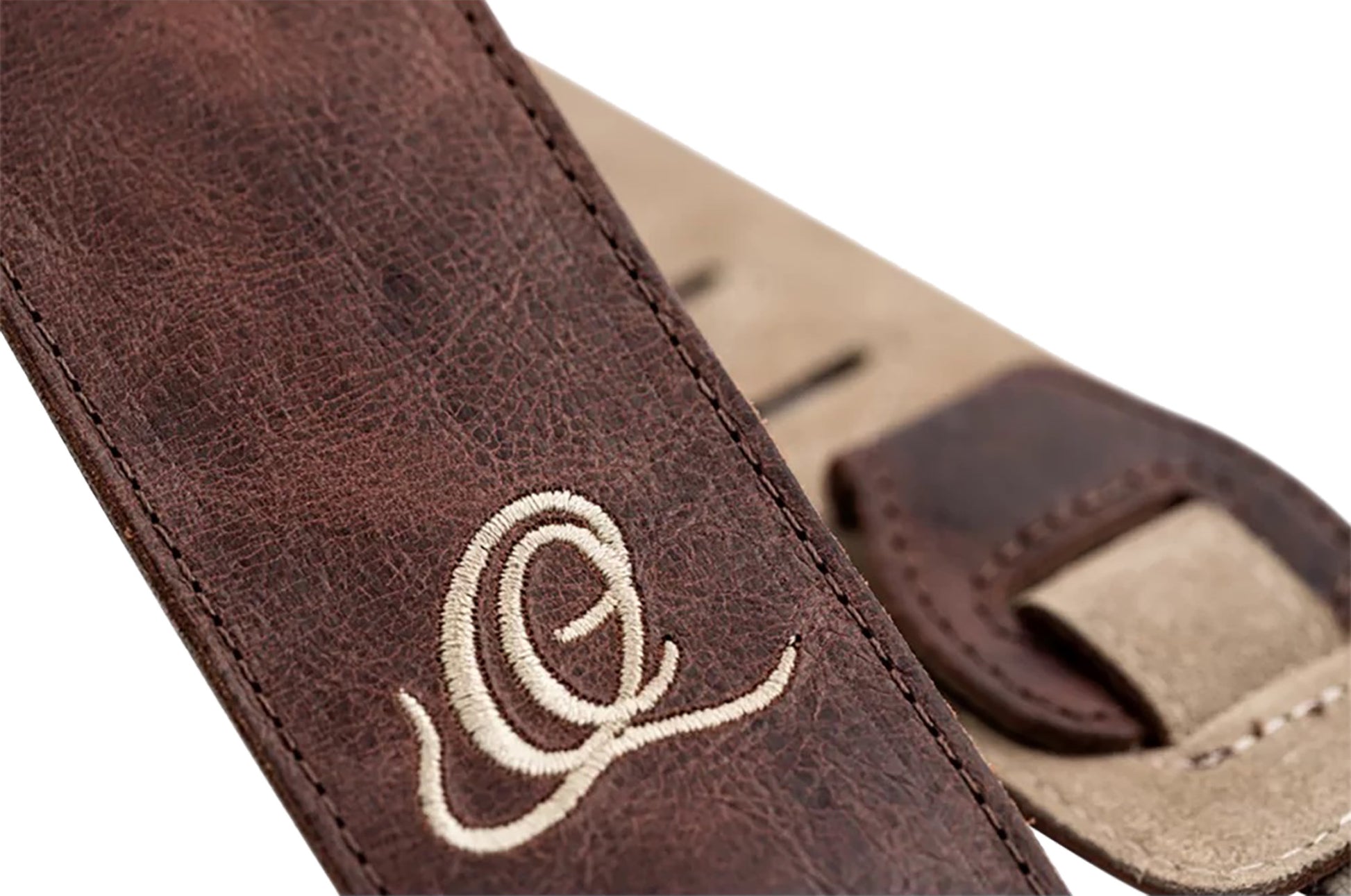 OSSU-20, courroie guitare, série Suede, face et dos cuir suédé, largeur 6 cm, longueur de 92 à 145 cm, peat