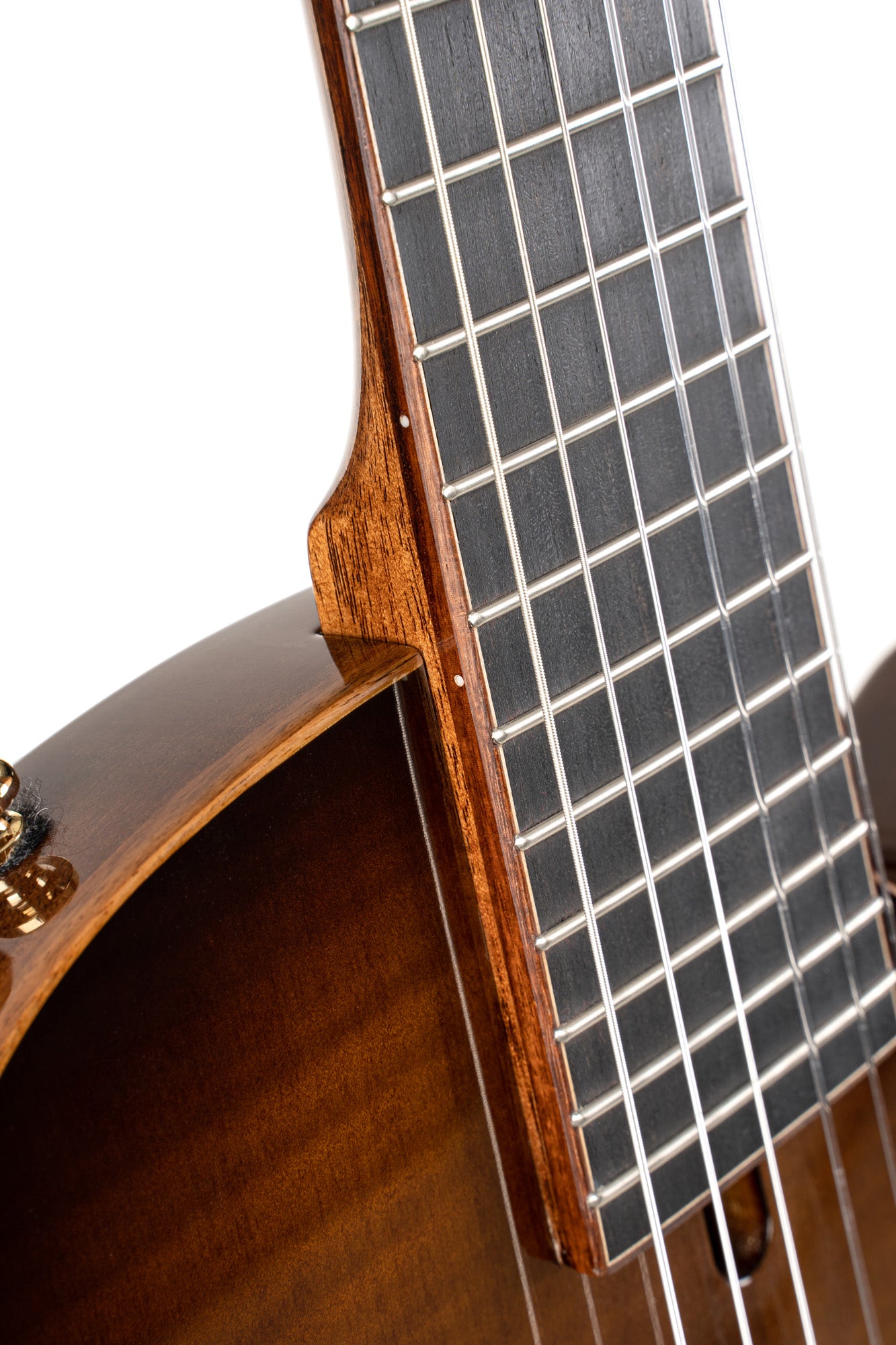 SUNSET NYLECTRIC DLX, table épicéa avec placage érable flammé, corps acajou chambré, EQ Fishman VTB, housse, tobacco sunburst