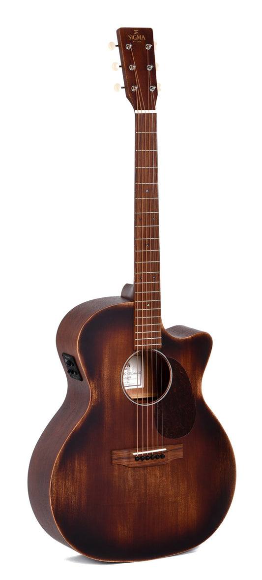 Modèle GMC-15E-AGED, Dreadnought, table acajou massif, f/e acajou, touche & chevalet pau ferro, EQ Fishman, naturel"vieilli"