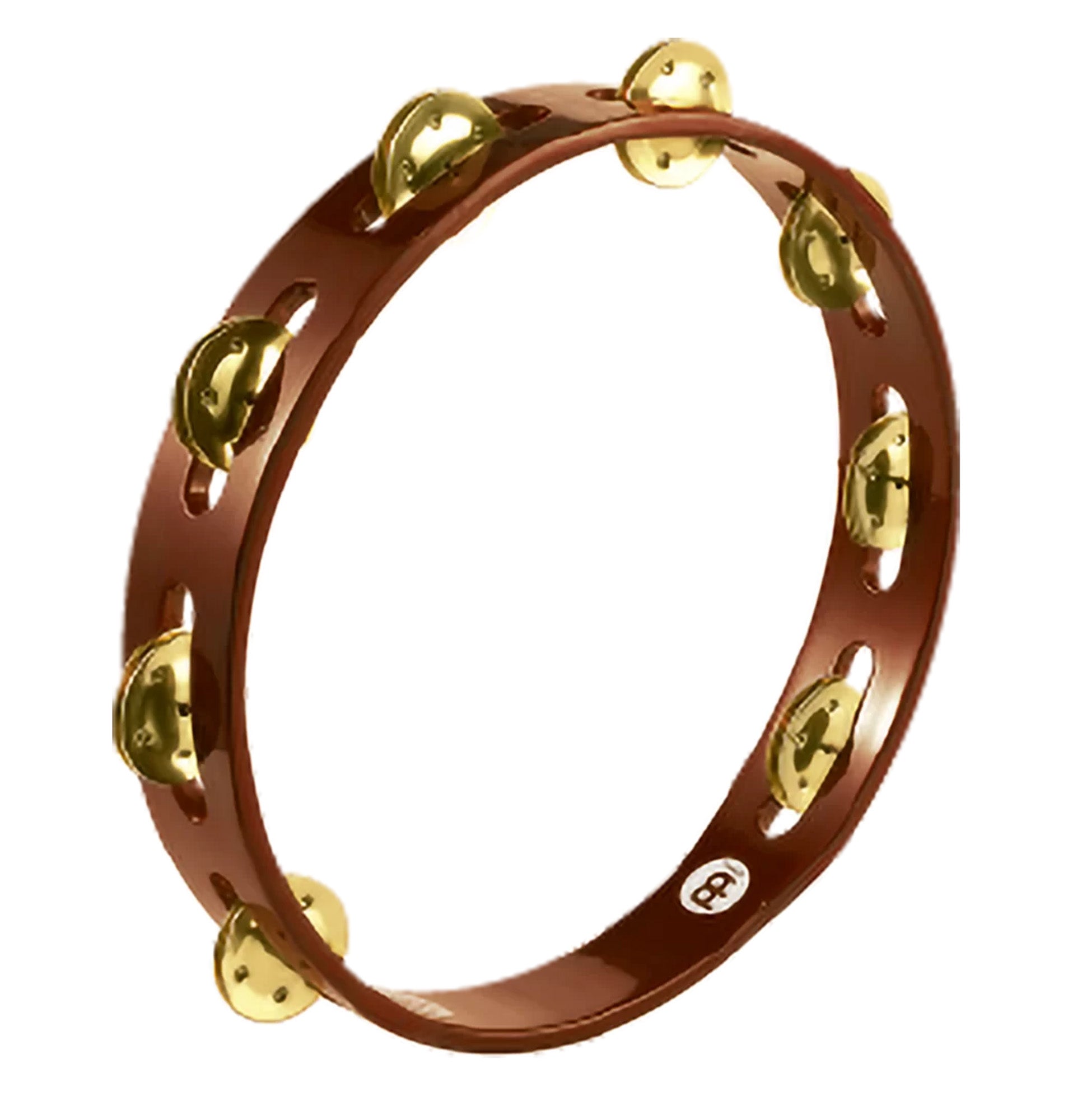 Tambourin bois, 1 rangée de cymbalettes laiton, African brown